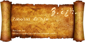 Zabolai Áhim névjegykártya